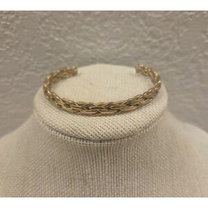 Vintage SERGIO LUB CALIFORNIA Wellness Bracelet Woven Brass Cuff